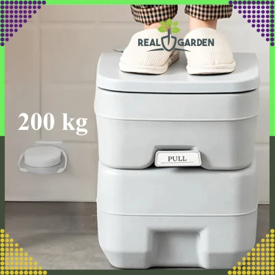 RealG RC-K-1828 Prenosná kempingová toaleta so splachovaním, sivá