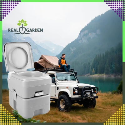 RealG RC-K-1828 Prenosná kempingová toaleta so splachovaním, sivá