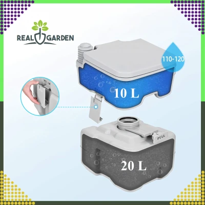 RealG RC-K-1828 Prenosná kempingová toaleta so splachovaním, sivá