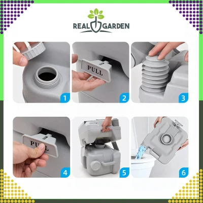 RealG RC-K-1828 Prenosná kempingová toaleta so splachovaním, sivá