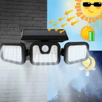 RealG RC-K-2141 Solárna lampa s pohybovým a súmrakom senzorom, 74 LED diód, 500 lm, IP44