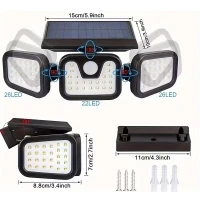 RealG RC-K-2141 Solárna lampa s pohybovým a súmrakom senzorom, 74 LED diód, 500 lm, IP44