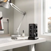 RealG RC-K-1642 Stojanová přepěťová zásuvková lišta 12 zásuvek, 5x USB