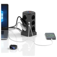 RealG RC-K-1642 Stojanová přepěťová zásuvková lišta 12 zásuvek, 5x USB