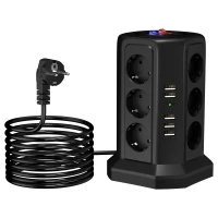 RealG RC-K-1642 Stojanová přepěťová zásuvková lišta 12 zásuvek, 5x USB