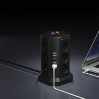 RealG RC-K-1642 Stojanová přepěťová zásuvková lišta 12 zásuvek, 5x USB