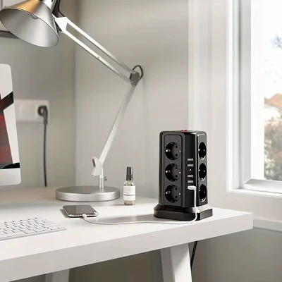 RealG RC-K-1642 Stojanová přepěťová zásuvková lišta 12 zásuvek, 5x USB
