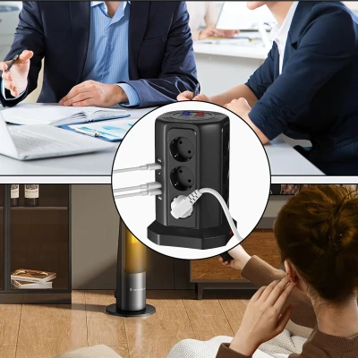 RealG RC-K-1642 Stojanová přepěťová zásuvková lišta 12 zásuvek, 5x USB