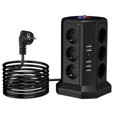 RealG RC-K-1642 Stojanová přepěťová zásuvková lišta 12 zásuvek, 5x USB