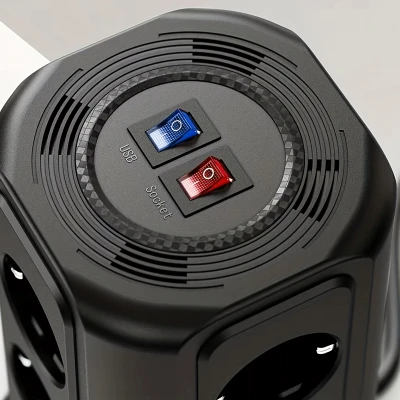 RealG RC-K-1642 Stojanová přepěťová zásuvková lišta 12 zásuvek, 5x USB