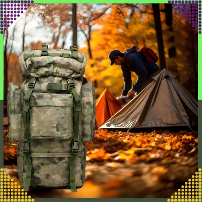 RealG RC-K-1125 Taktický vojenský turistický batoh 65 l, zelená kamufláž