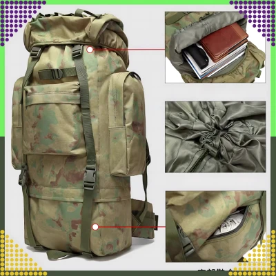 RealG RC-K-1125 Taktický vojenský turistický batoh 65 l, zelená kamufláž