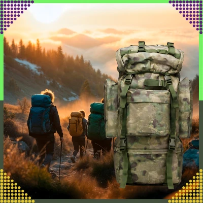 RealG RC-K-1125 Taktický vojenský turistický batoh 65 l, zelená kamufláž