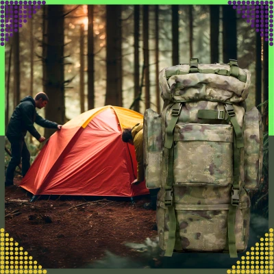RealG RC-K-1125 Taktický vojenský turistický batoh 65 l, zelená kamufláž