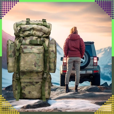 RealG RC-K-1125 Taktický vojenský turistický batoh 65 l, zelená kamufláž