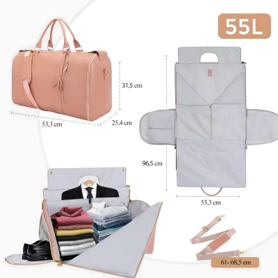RealG RC-K-1698 Skladateľná cestovná taška na obleky a šaty, 55 l, 2 v 1, ružová