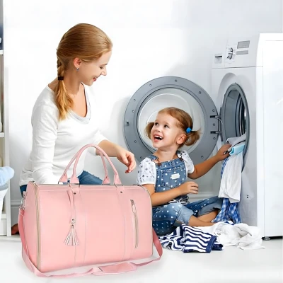 RealG RC-K-1698 Skladateľná cestovná taška na obleky a šaty, 55 l, 2 v 1, ružová