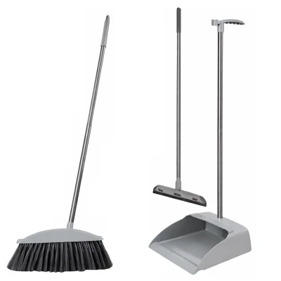 RealG RC-K-1253 Čistiaca sada s metlou, lopatkou, 3-v-1 stierkou na okná, sivá