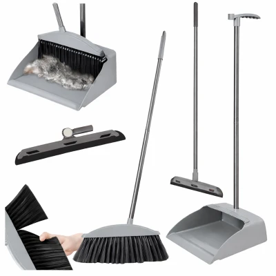 RealG RC-K-1253 Čistiaca sada s metlou, lopatkou, 3-v-1 stierkou na okná, sivá