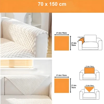 RealG RC-K-1183 Přehoz na pohovku elastický 70 x 150 cm, bílý