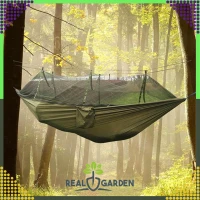 RealG RC-K-878 Turistická hamaka s moskytiérou 140 x 260 cm, zelená