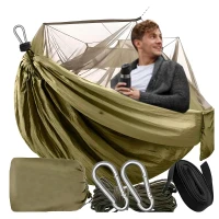 RealG RC-K-878 Turistická hamaka s moskytiérou 140 x 260 cm, zelená