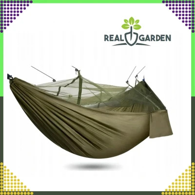 RealG RC-K-878 Turistická hamaka s moskytiérou 140 x 260 cm, zelená