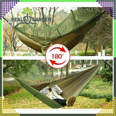 RealG RC-K-878 Turistická hamaka s moskytiérou 140 x 260 cm, zelená