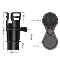 RealG RC-K-1583 Držiak na nápoje do auta, otočný o 360°, nastaviteľný, 2 v 1
