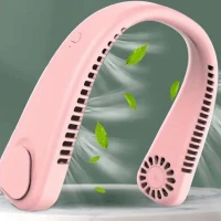 RealG RC-K-1065 Přenosný mini ventilátor na krk, růžový