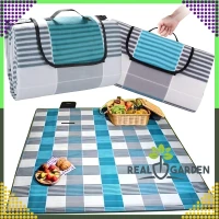 RealG RC-K-1747 Pikniková deka plážová s izolací 200 x 200 cm, modro-šedá