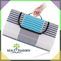 RealG RC-K-1747 Pikniková deka plážová s izolací 200 x 200 cm, modro-šedá