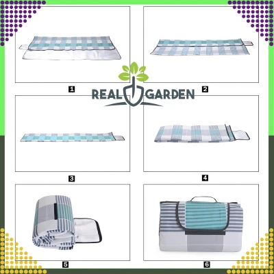 RealG RC-K-1747 Pikniková deka plážová s izolací 200 x 200 cm, modro-šedá