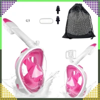 RealG RC-K-1758 Celoobličejová šnorchlovací maska L/XL, růžovo-bílá