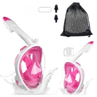 RealG RC-K-1758 Celoobličejová šnorchlovací maska L/XL, růžovo-bílá