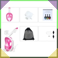 RealG RC-K-1758 Celoobličejová šnorchlovací maska L/XL, růžovo-bílá