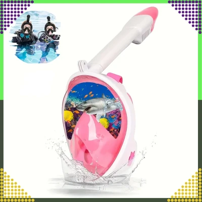 RealG RC-K-1758 Celoobličejová šnorchlovací maska L/XL, růžovo-bílá