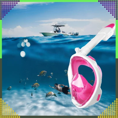RealG RC-K-1758 Celoobličejová šnorchlovací maska L/XL, růžovo-bílá