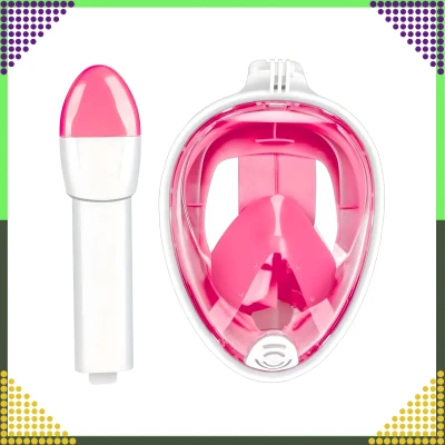 RealG RC-K-1758 Celoobličejová šnorchlovací maska L/XL, růžovo-bílá