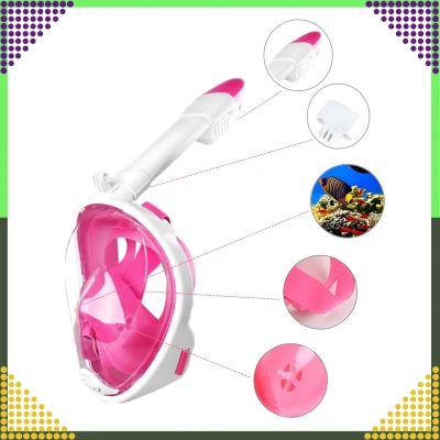 RealG RC-K-1758 Celoobličejová šnorchlovací maska L/XL, růžovo-bílá