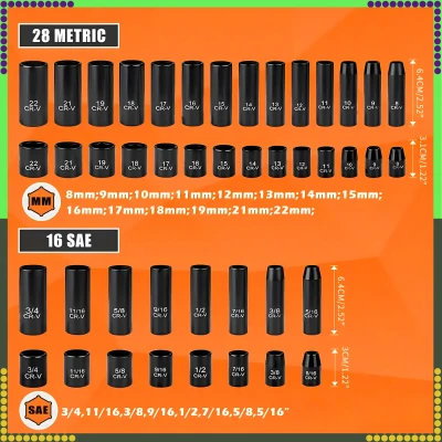 RealG RC-K-1336 Sada rázových nástrčných hlavíc 3/8", 50 dielov