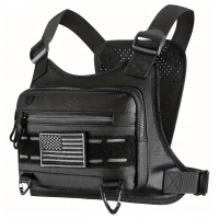 RealG RC-K-1627 Taktická sportovní hrudní taška na běh, voděodolná, černá