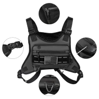 RealG RC-K-1627 Taktická sportovní hrudní taška na běh, voděodolná, černá