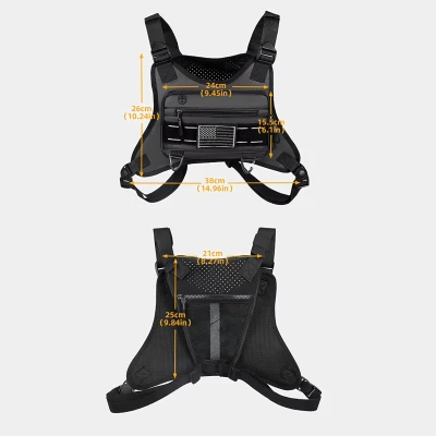 RealG RC-K-1627 Taktická sportovní hrudní taška na běh, voděodolná, černá