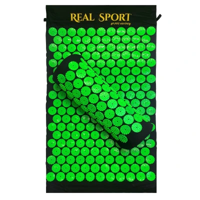 RealG RC020 Akupresúrna podložka + vankúš 70 x 41 cm, čierna a zelená