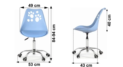 Bauerkraft H-583 Dětské ergonomické otočné kancelářské křeslo, světle modré