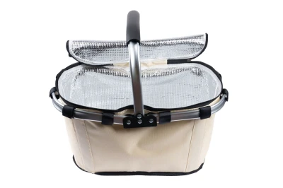 Bauerkraft X-234 Skládací termo košík na piknik a nákupy, 25 l, voděodolný, béžový