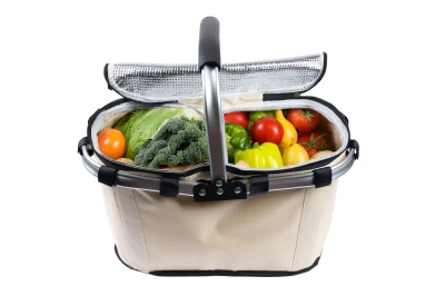 Bauerkraft X-234 Skládací termo košík na piknik a nákupy, 25 l, voděodolný, béžový