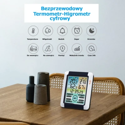 Bauerkraft G-784 Bezdrôtová meteorologická stanica, vlhkomer, hodiny, budík