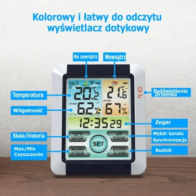 Bauerkraft G-784 Bezdrôtová meteorologická stanica, vlhkomer, hodiny, budík